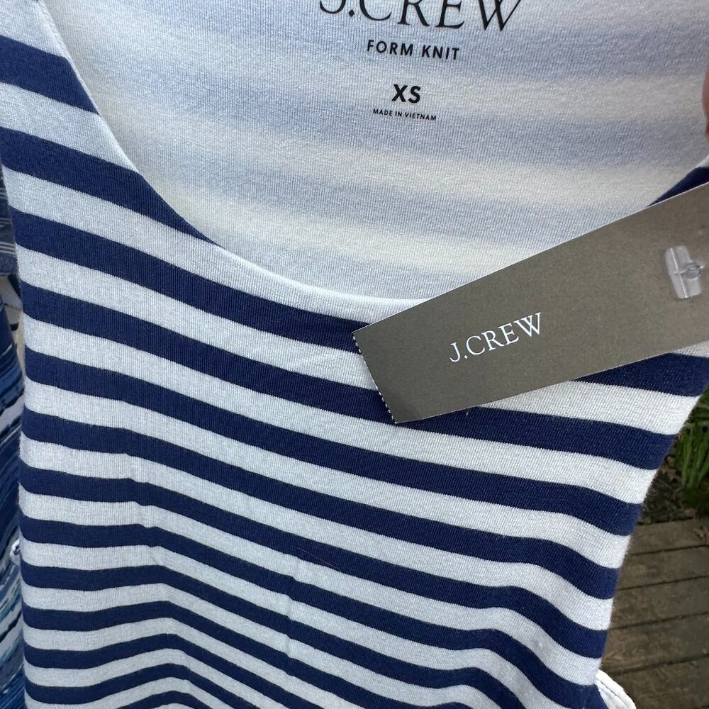 XS NWT JCrew Dress Blue and White Form Knit Striped  Maxi Dress
